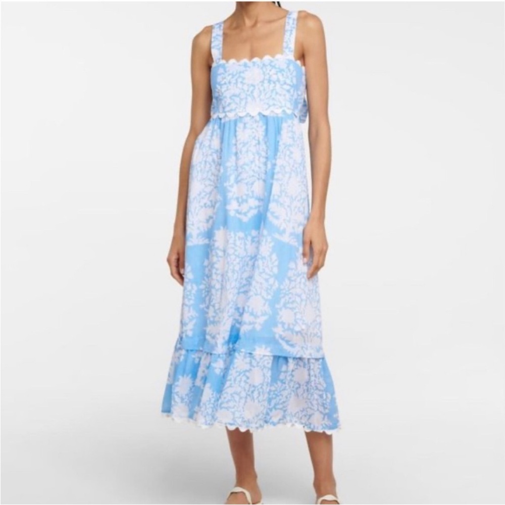 NWT Juliet Dunn Cotton midi blue white Palladio dress size 1 US S